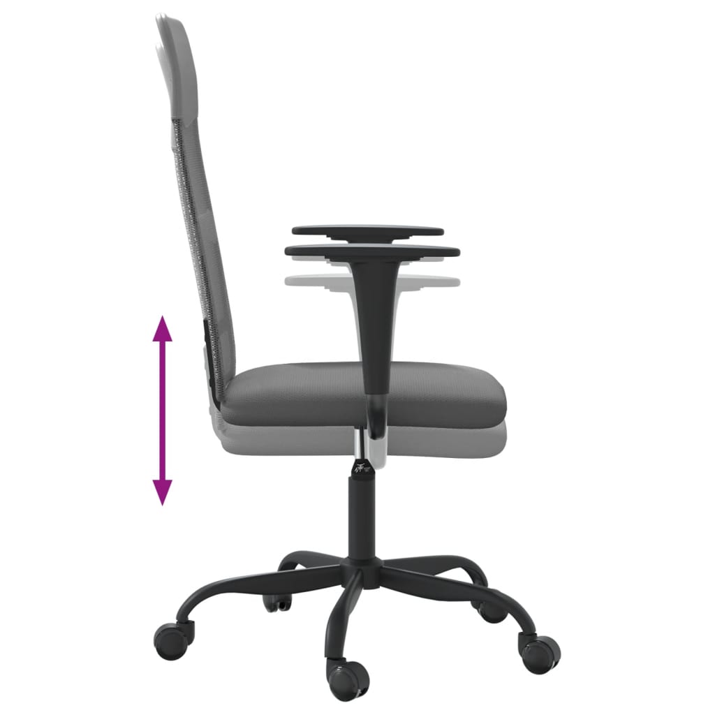 Office Chair Height Adjustable Grey Mesh and Faux Leather