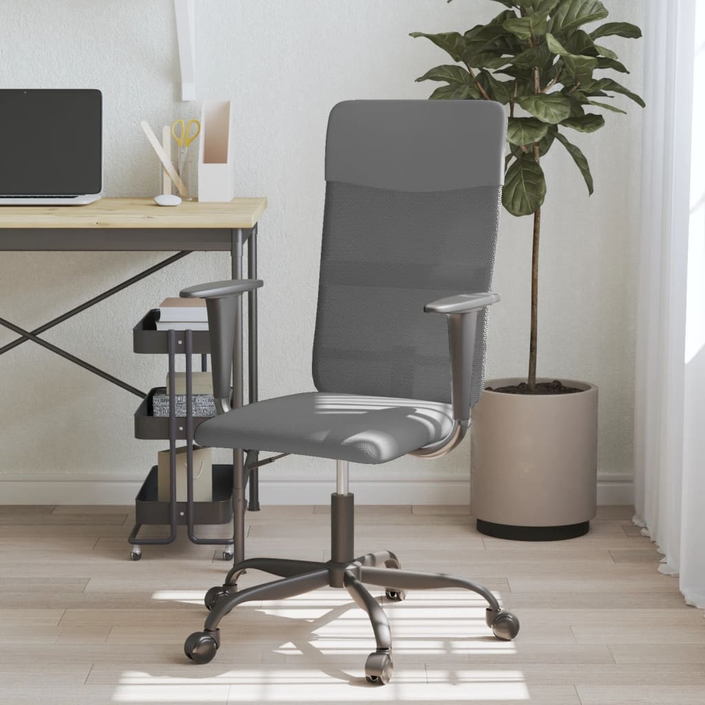 Office Chair Height Adjustable Grey Mesh and Faux Leather