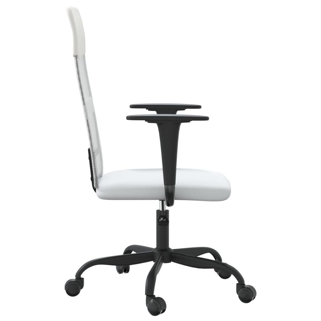 Office Chair Height Adjustable White Mesh and Faux Leather