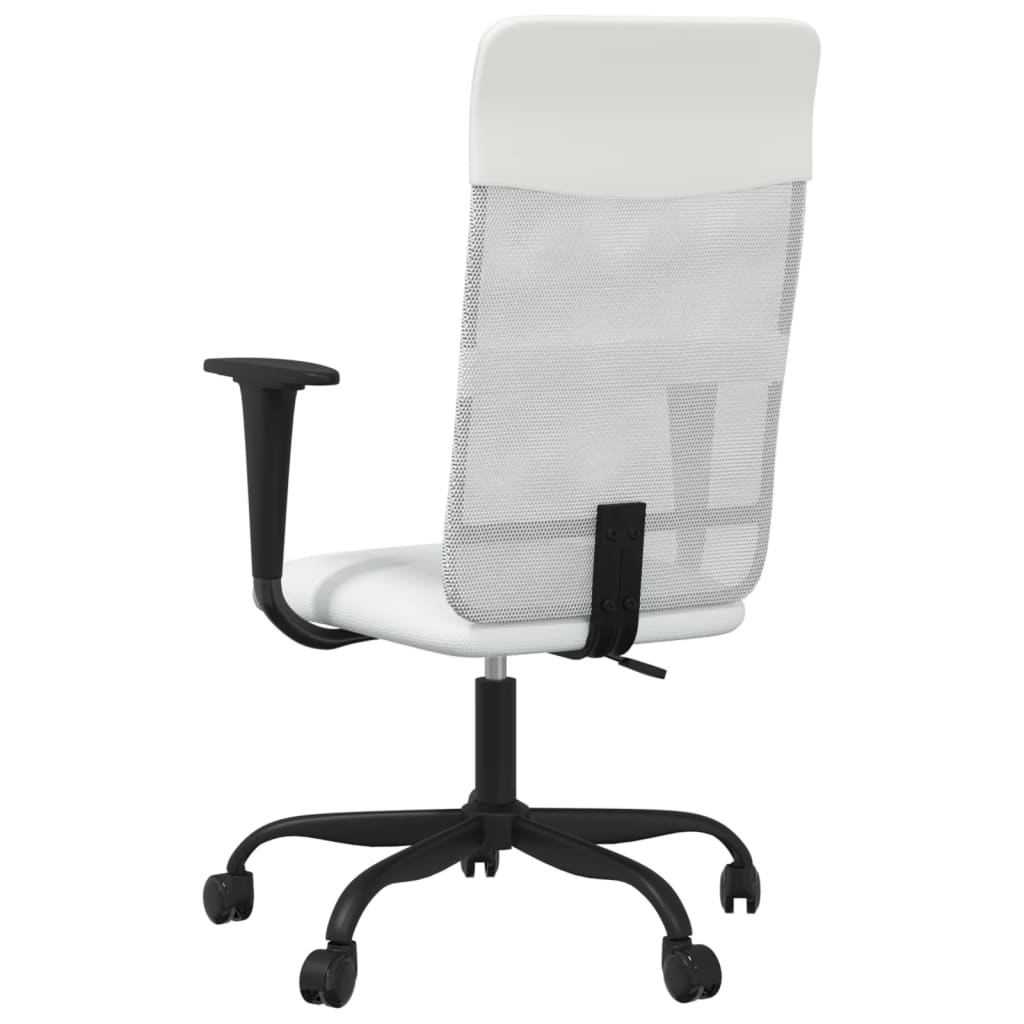 Office Chair Height Adjustable White Mesh and Faux Leather