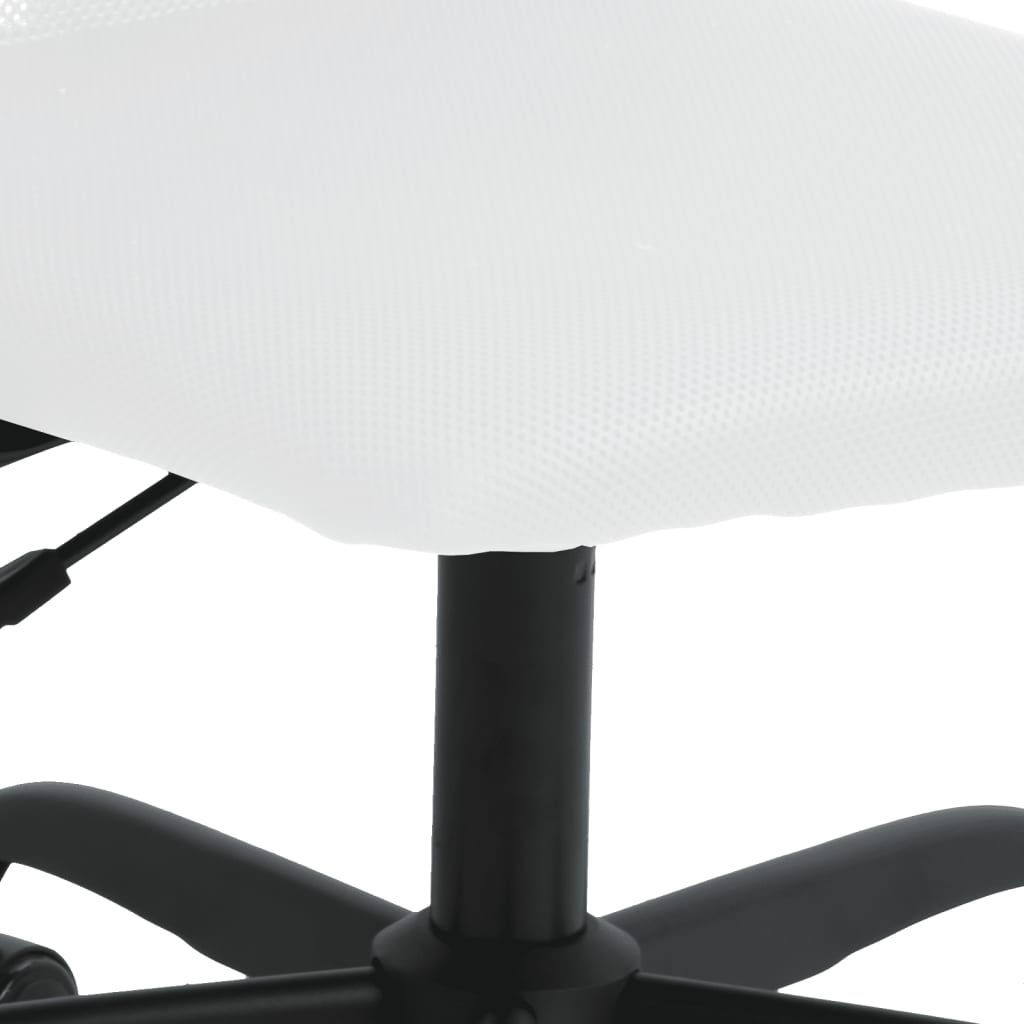 Office Chair Height Adjustable White Mesh and Faux Leather