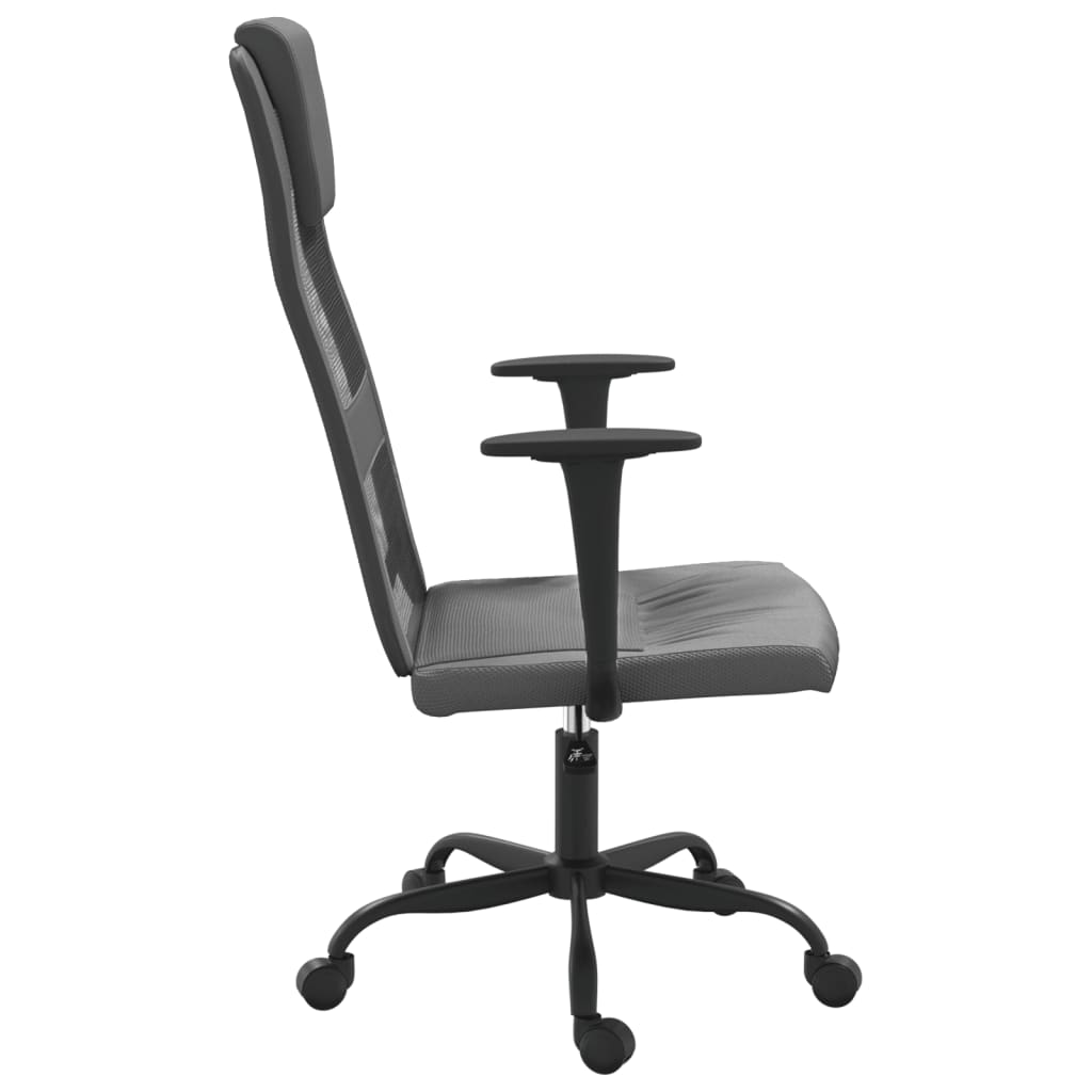 Office Chair Height-Adjustable Grey Mesh and Faux Leather