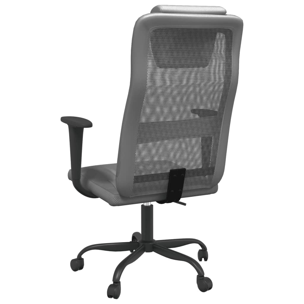 Office Chair Height-Adjustable Grey Mesh and Faux Leather