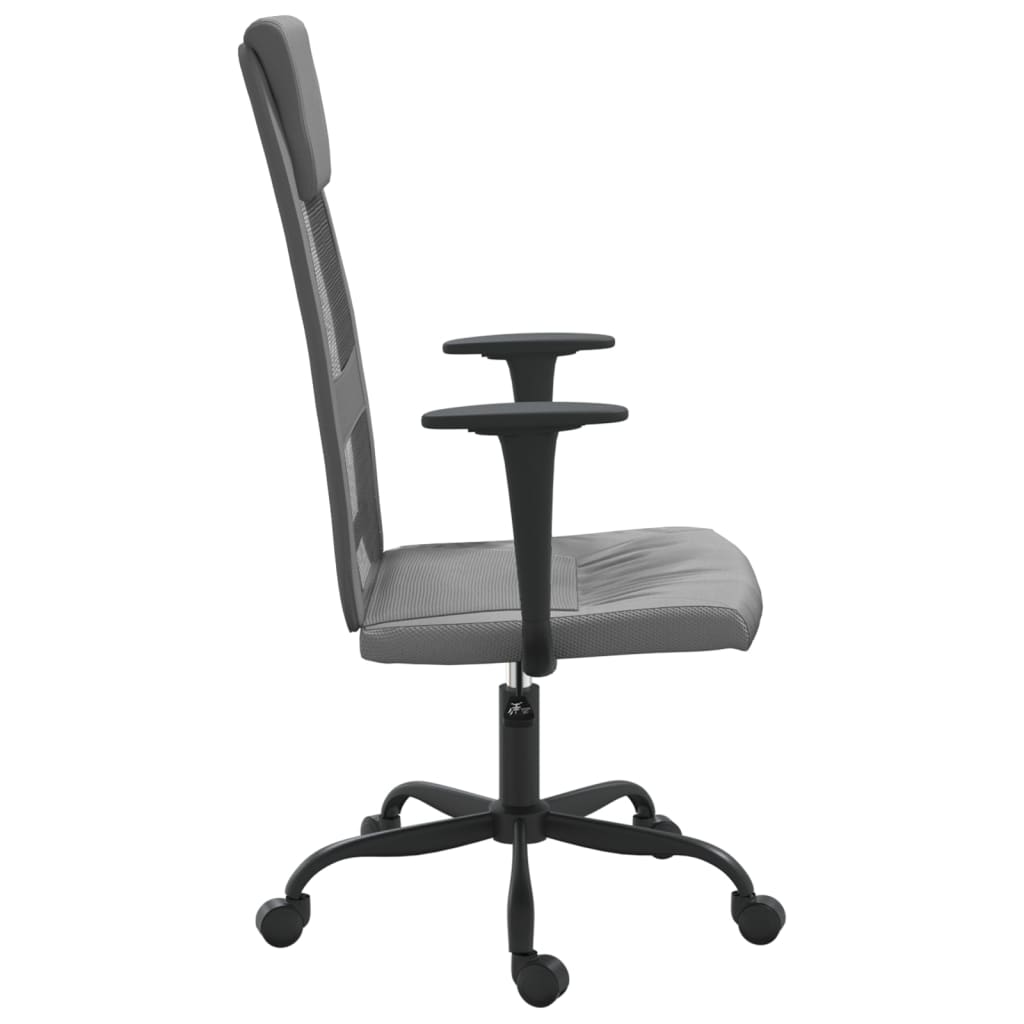 Chaise de bureau réglable en hauteur, grise, en tissu maillé et similicuir