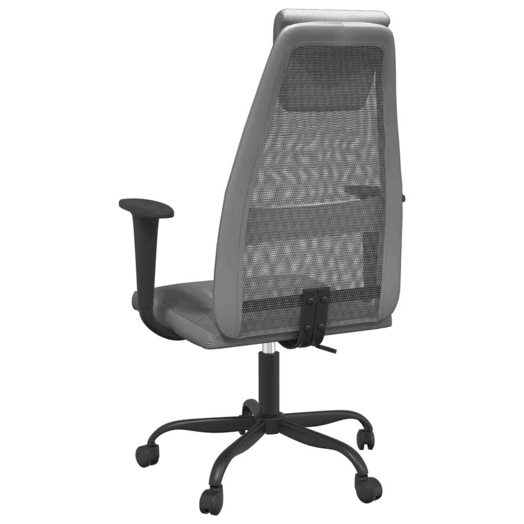 Chaise de bureau réglable en hauteur, grise, en tissu maillé et similicuir