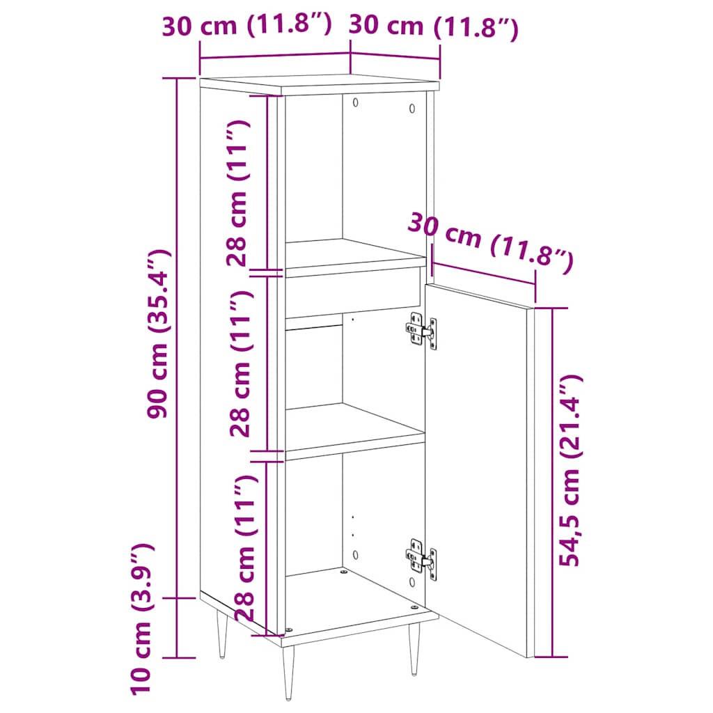 Badschrank Weiß 30x30x100 cm Holzwerkstoff