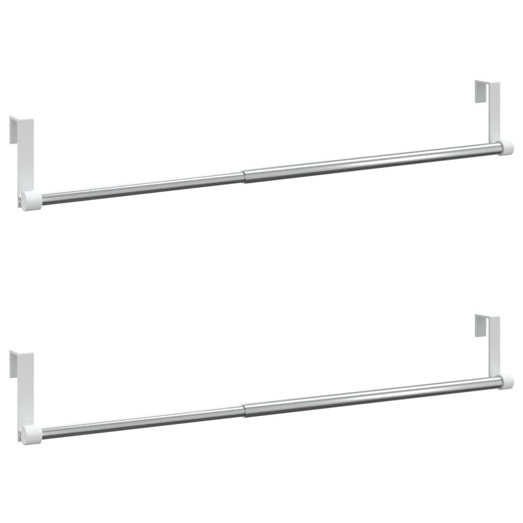 Tringles à rideaux 2 p. Blanc et argenté 40-60 cm Aluminium