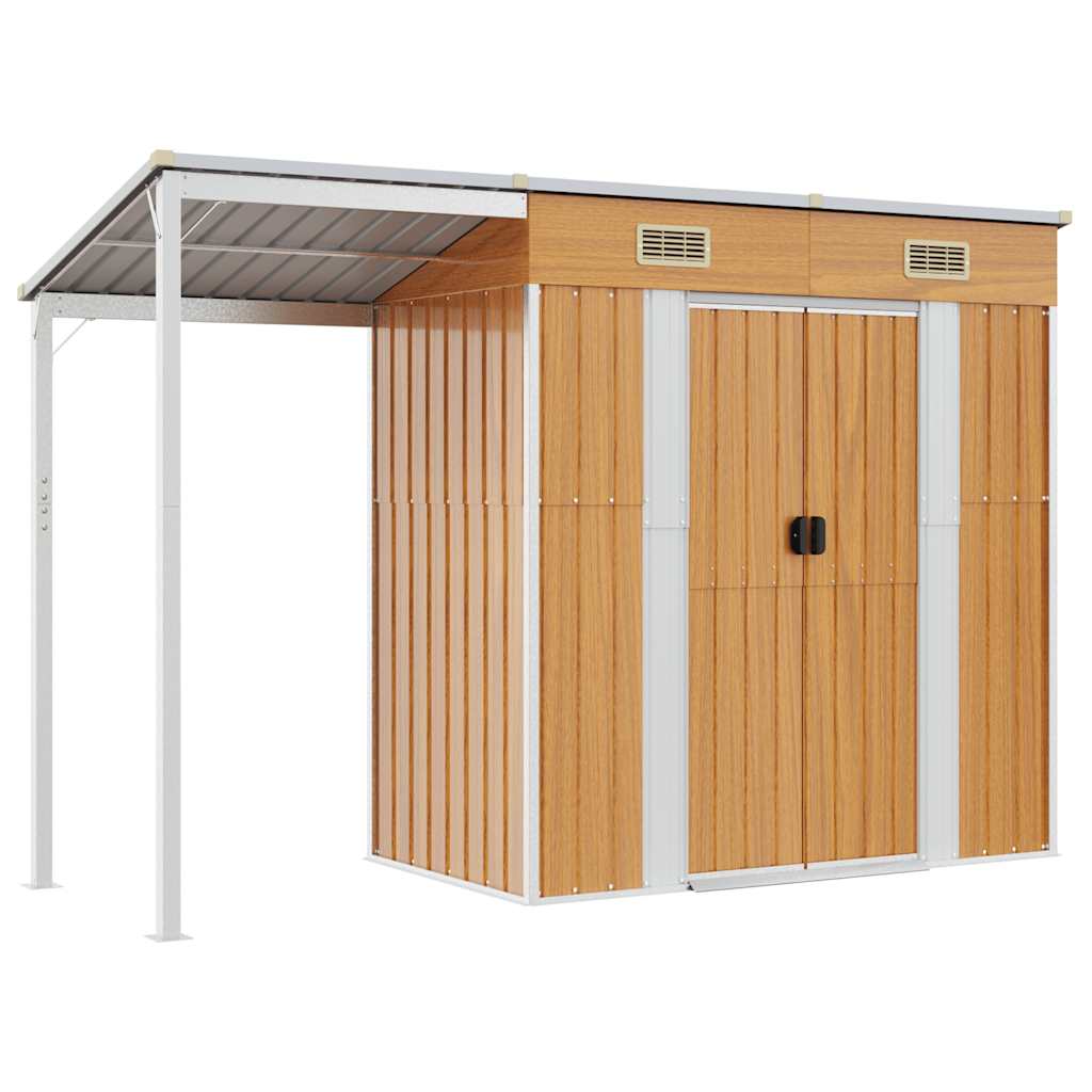 Gartenhaus mit Schleppdach Hellbraun 277x107x181 cm Stahl