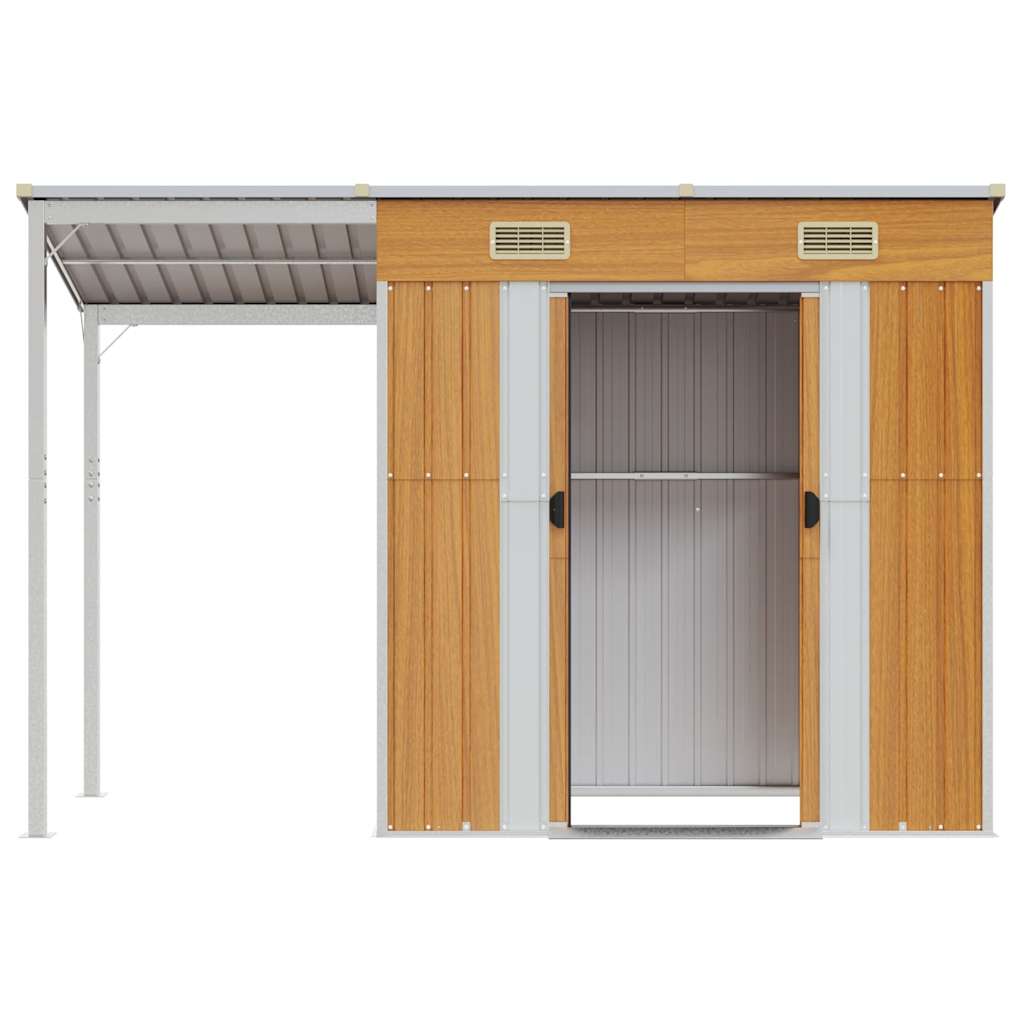 Gartenhaus mit Schleppdach Hellbraun 277x107x181 cm Stahl