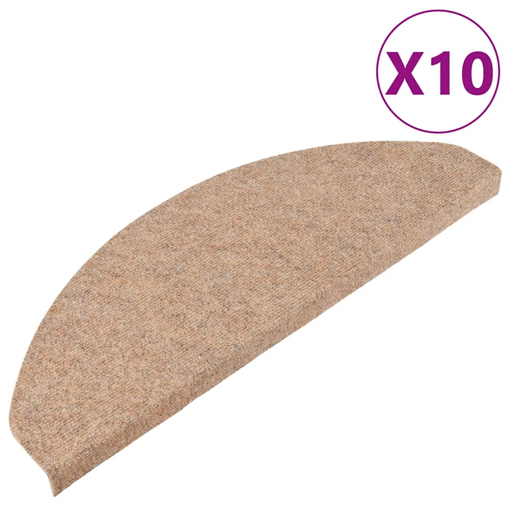 Marches d'escalier auto-adhésives 10 pcs Beige 65x22,5x3,5 cm