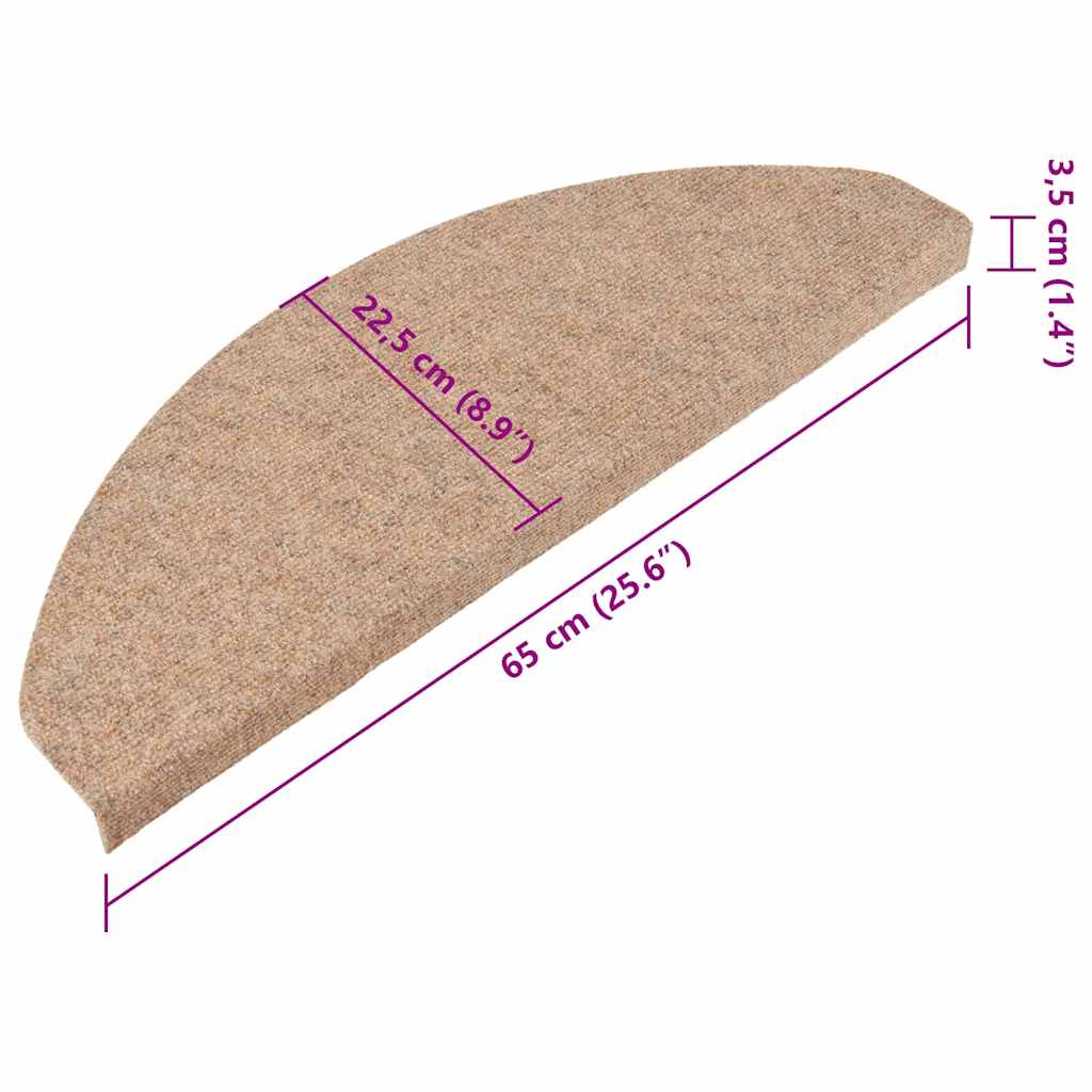 Marches d'escalier auto-adhésives 10 pcs Beige 65x22,5x3,5 cm