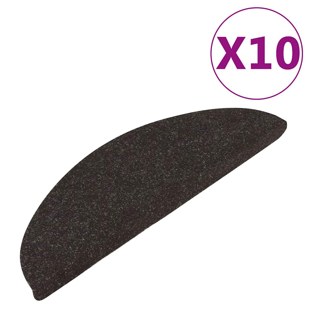 Stair Mats Self-Adhesive 10 pcs Black 56x17x3 cm