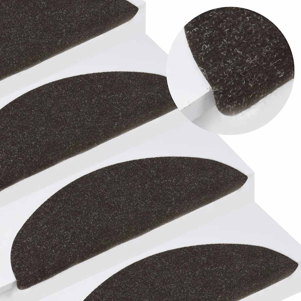 Stair Mats Self-Adhesive 10 pcs Black 56x17x3 cm
