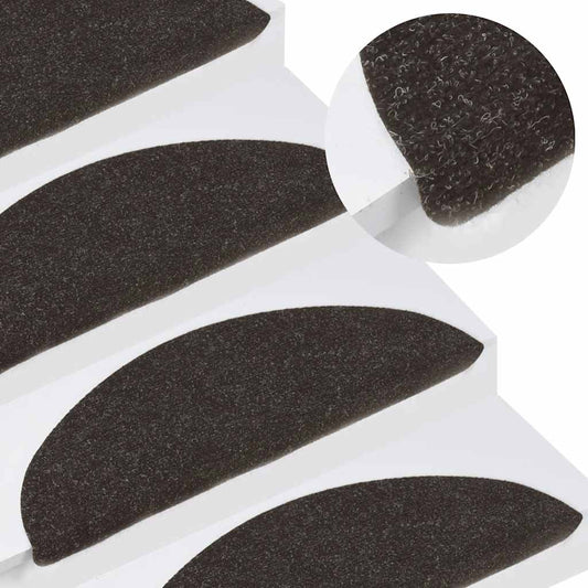 Stair Mats Self-Adhesive 10 pcs Black 56x17x3 cm