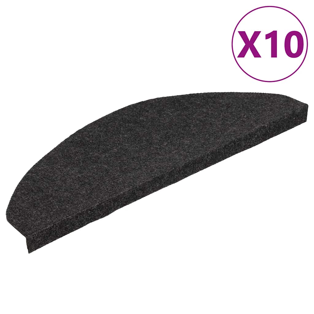 Stair Treads Self-Adhesive 10 pcs Black 65x22.5x3.5 cm