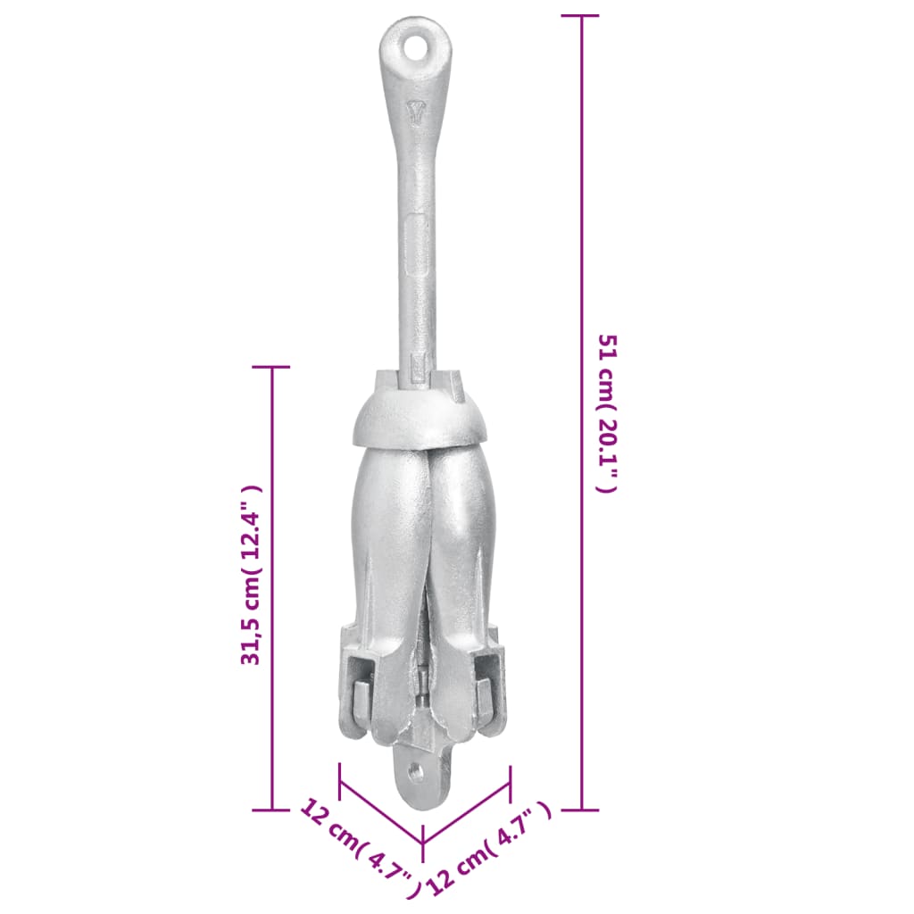 Klappanker Silber 6 kg Feuerverzinktes Gusseisen