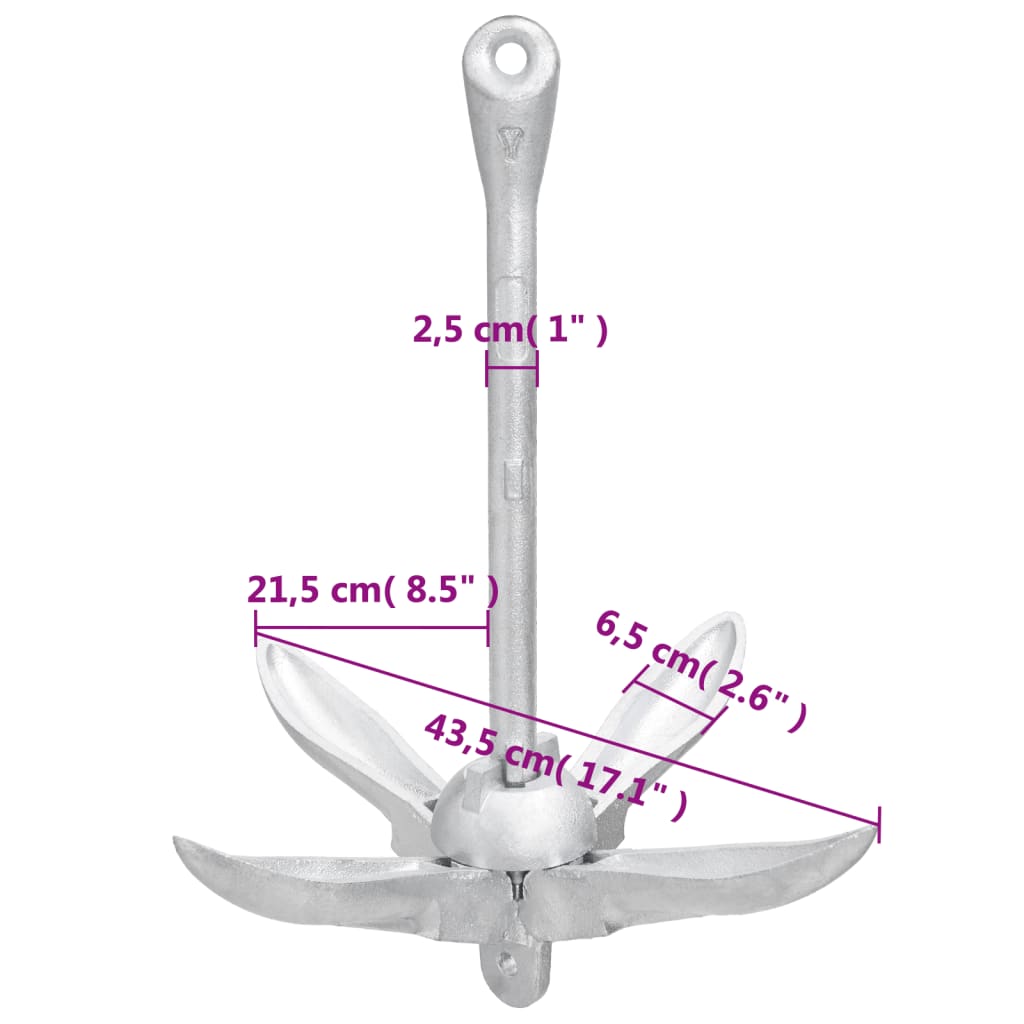 Klappanker Silber 6 kg Feuerverzinktes Gusseisen