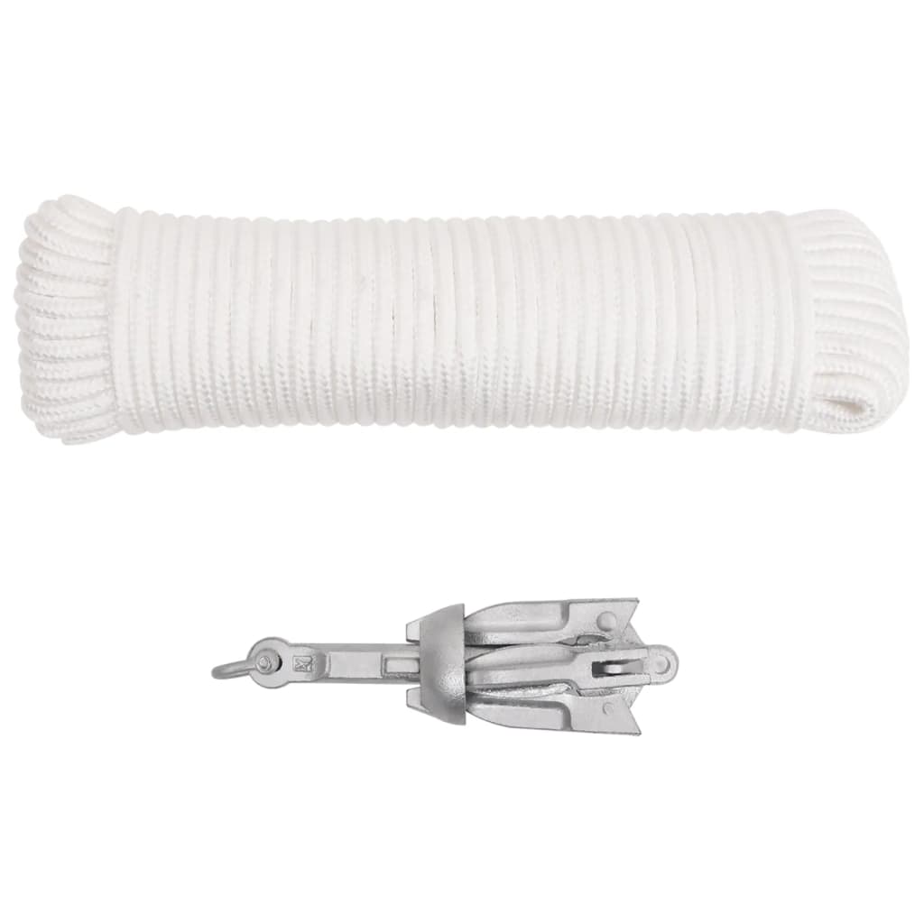 Klappanker mit Seil Silber 0,7 kg Feuerverzinktes Gusseisen