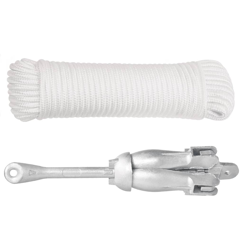 Ancre pliante avec corde argentée 6 kg en fonte galvanisée à chaud