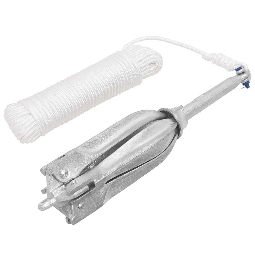 Ancre pliante avec cordage Argent 12 kg Fonte galvanisée à chaud