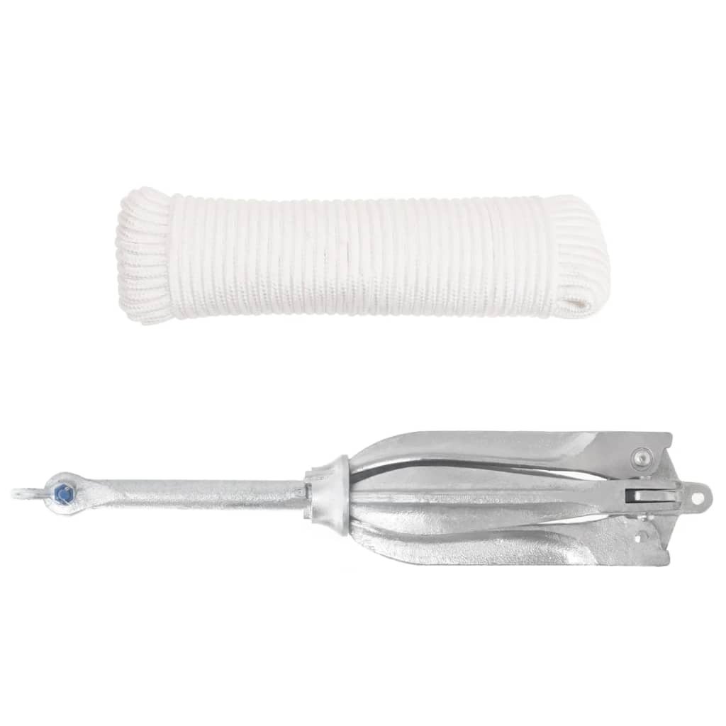 Ancre pliante avec cordage Argent 12 kg Fonte galvanisée à chaud