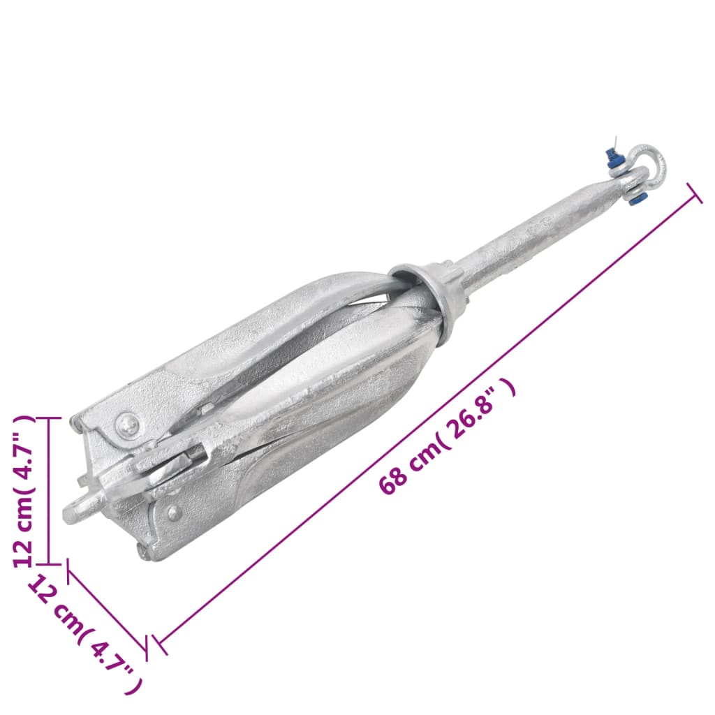 Ancre pliante avec cordage Argent 12 kg Fonte galvanisée à chaud