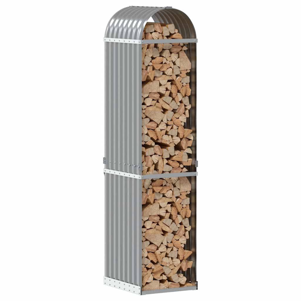 Kaminholzunterstand Hellgrau 40x45x170 cm Verzinkter Stahl