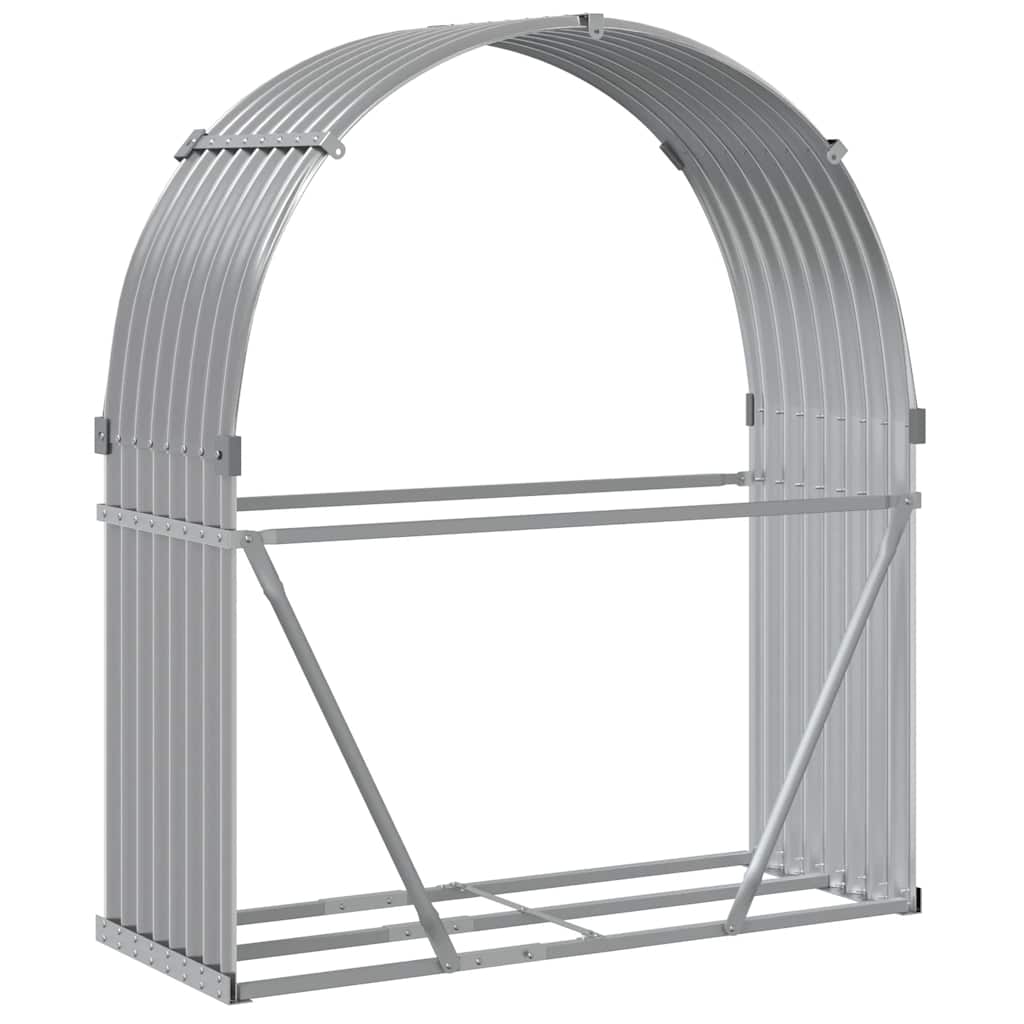 Kaminholzunterstand Hellgrau 120x45x140 cm Verzinkter Stahl