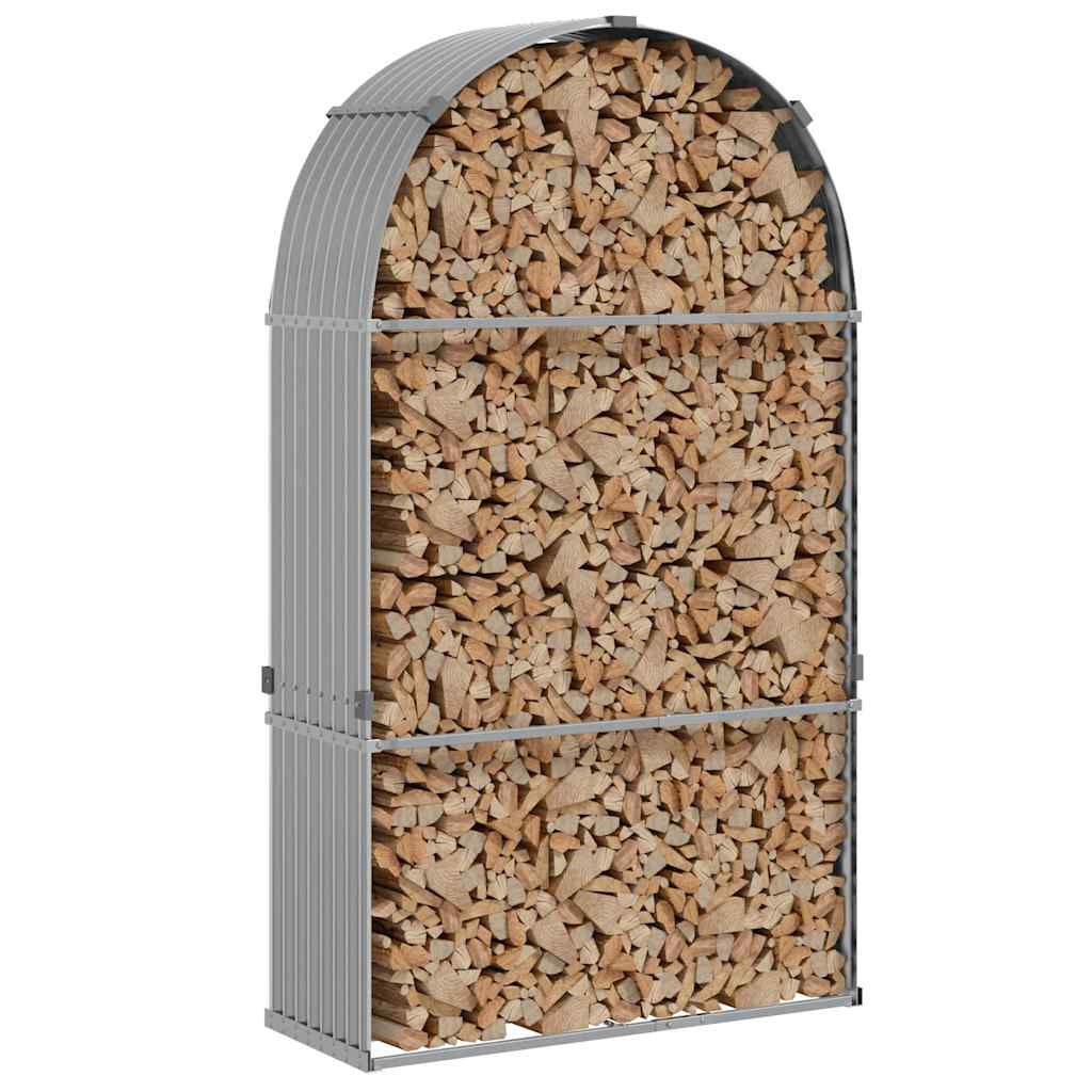Kaminholzunterstand Hellgrau 120x45x210 cm Verzinkter Stahl