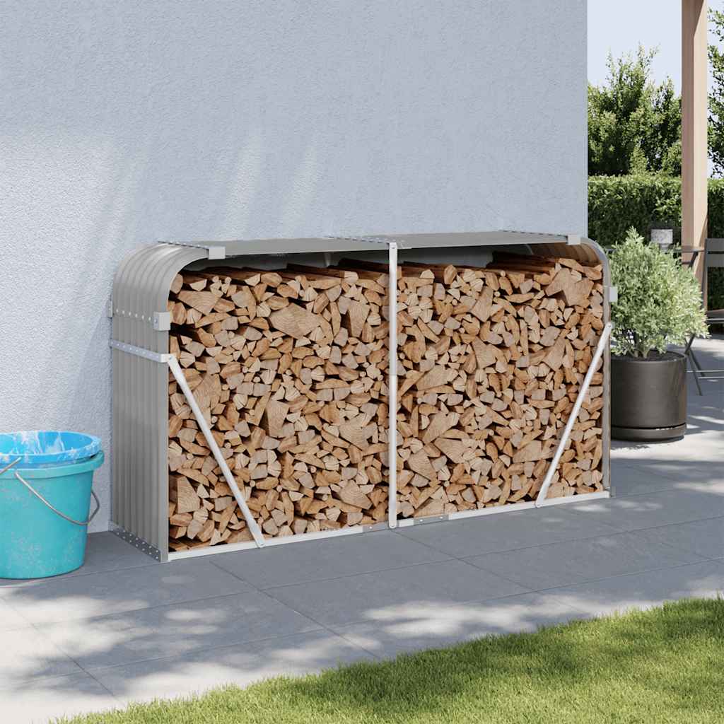 Kaminholzunterstand Hellgrau 180x45x100 cm Verzinkter Stahl
