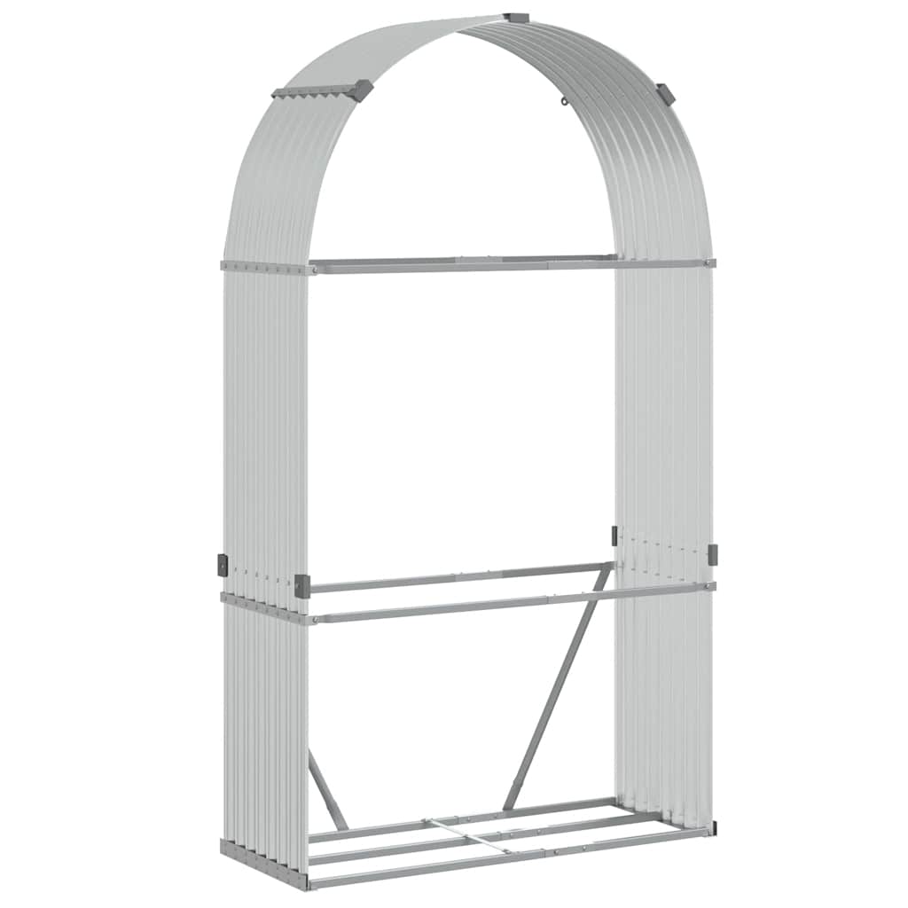 Kaminholzunterstand Silbern 120x45x210 cm Verzinkter Stahl