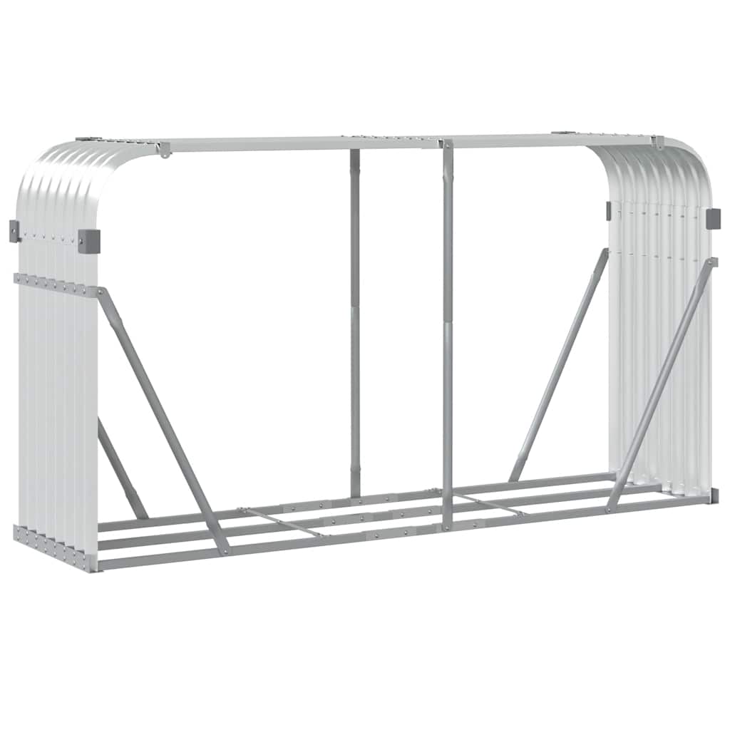 Kaminholzunterstand Silbern 180x45x100 cm Verzinkter Stahl