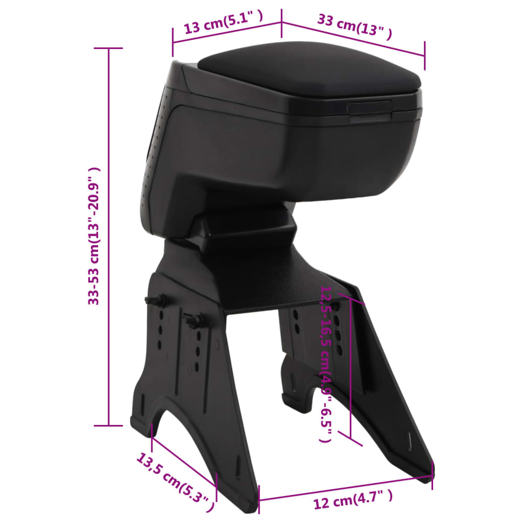 Car Armrest Universal Black 13x33x(33-53) cm ABS