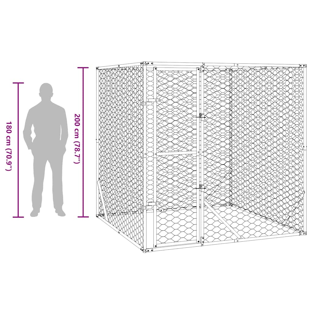 Outdoor-Hundezwinger Silbern 2x2x2 m Verzinkter Stahl