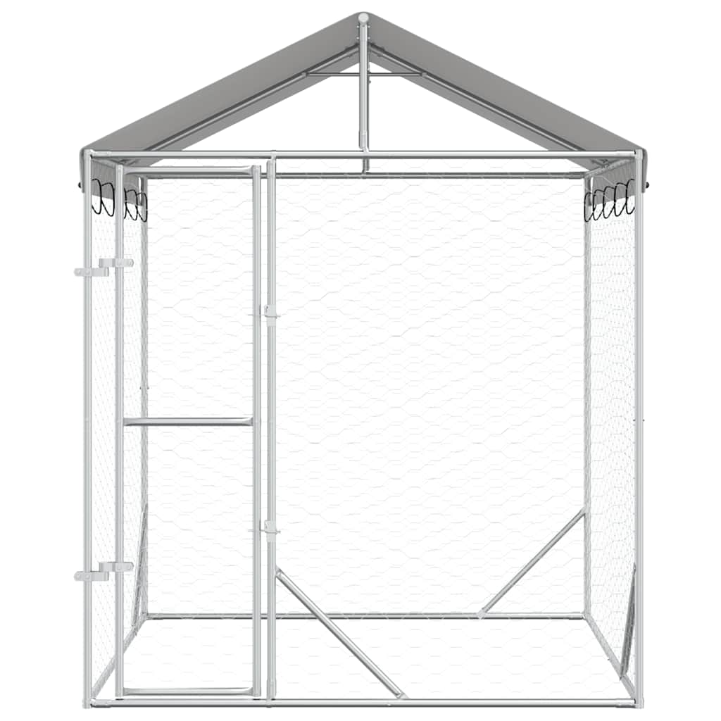 Outdoor-Hundezwinger mit Dach Silber 2x2x2,5 m Verzinkter Stahl