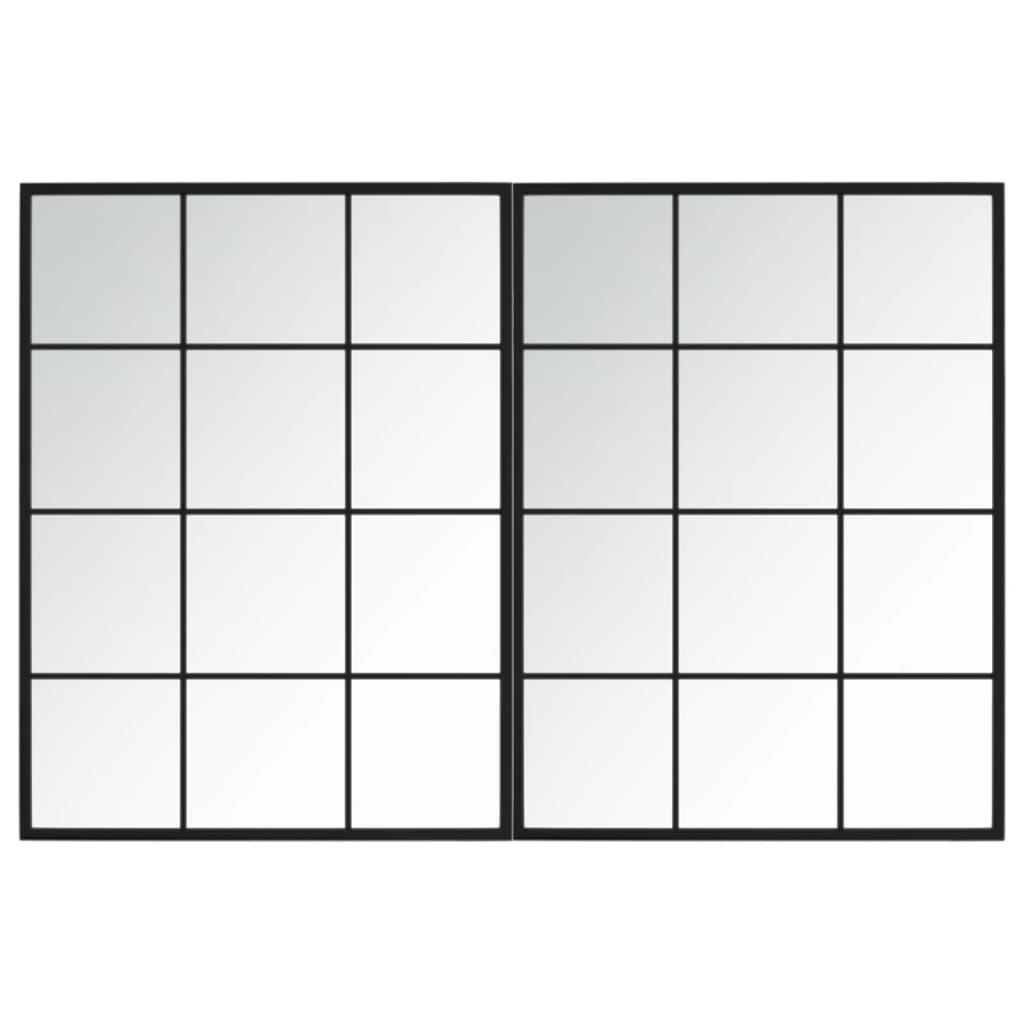 Miroir mural 2 pcs. Noir 80x60 cm Métal