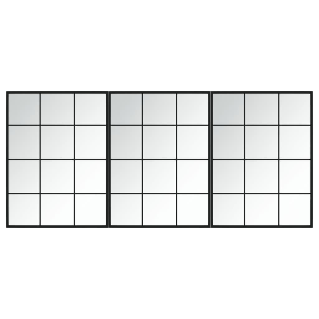 Miroirs muraux 3 pcs Noir 80x60 cm Métal