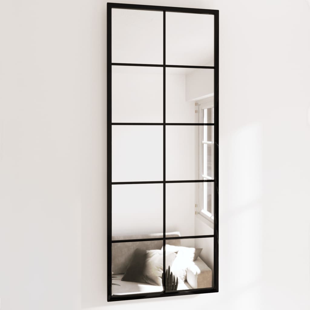 Miroir mural 2 pcs Noir 100x40 cm Métal