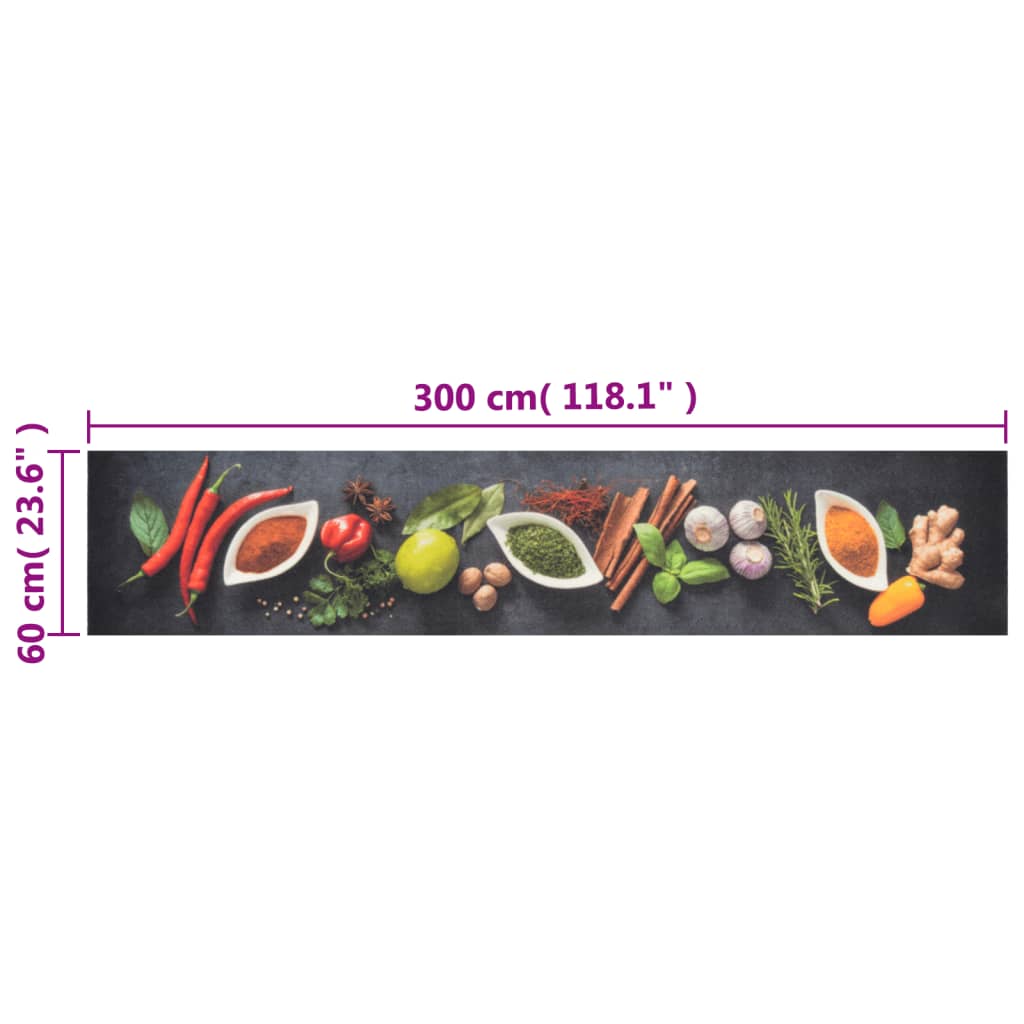 Tapis de cuisine lavable Épices 60x300 cm Velours