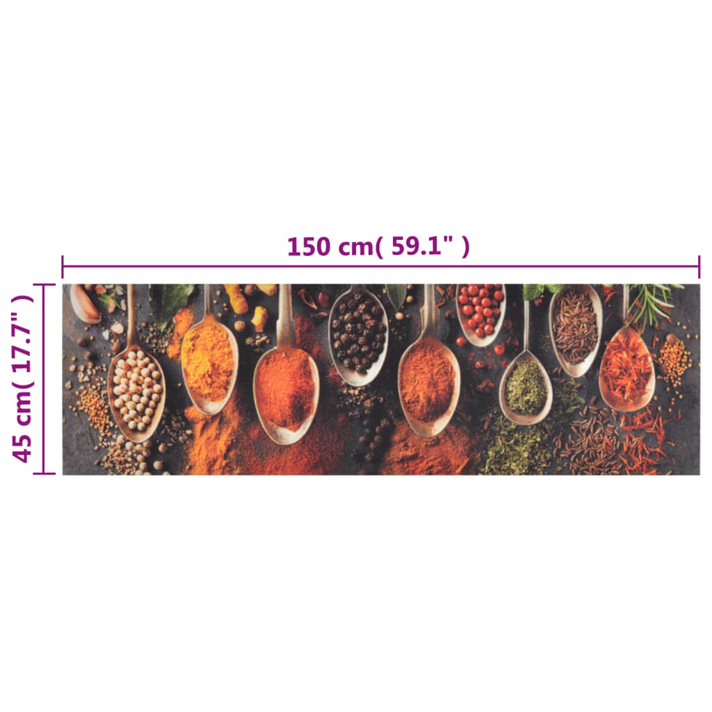 Washable Kitchen Runner Spoons & Spices 45x150 cm Velvet