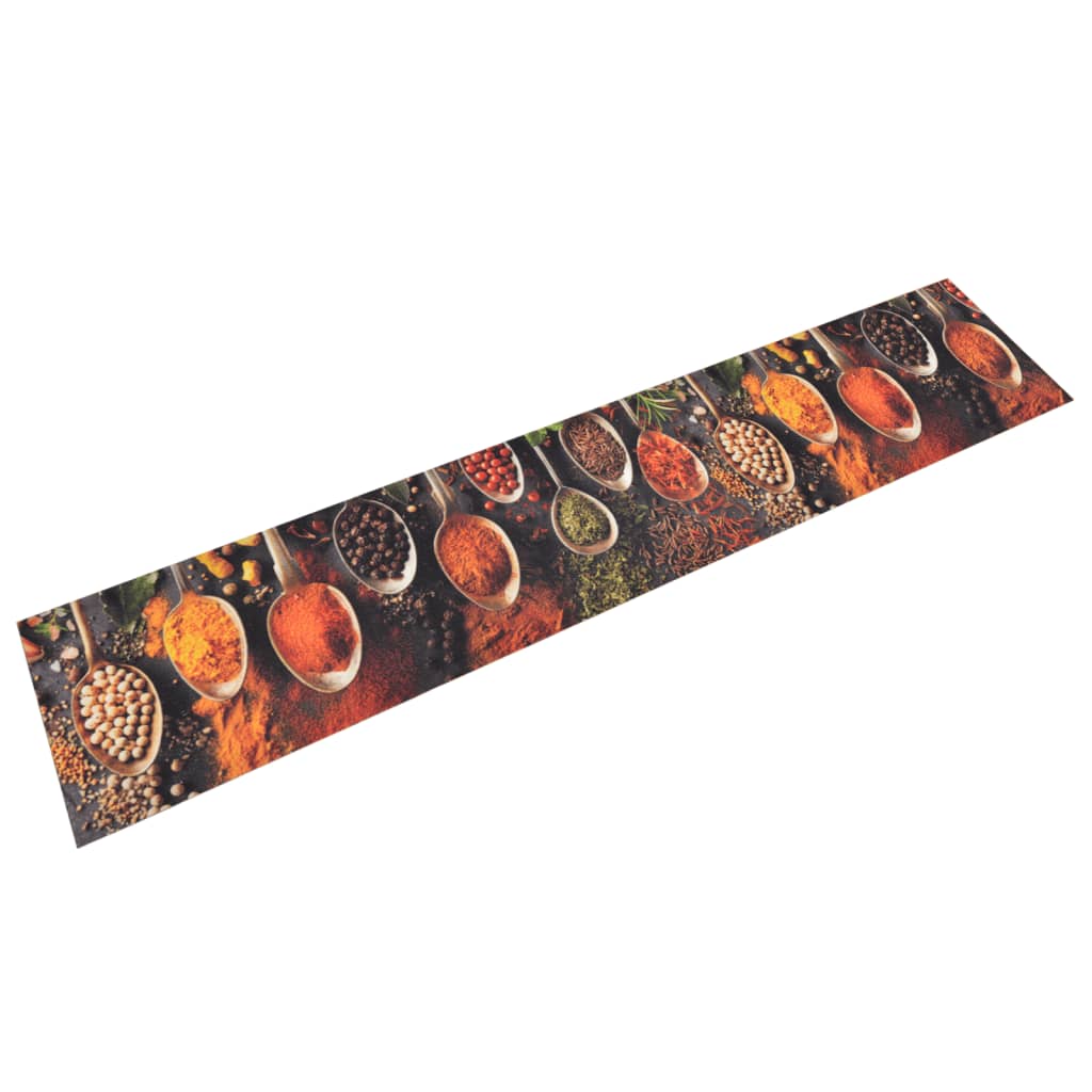 Washable Kitchen Rug Spoons & Spices 60x300 cm Velvet