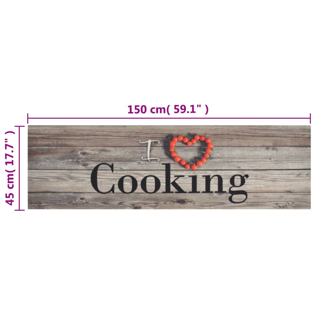 Tapis de cuisine lavable Cooking Gris 45x150 cm Velours
