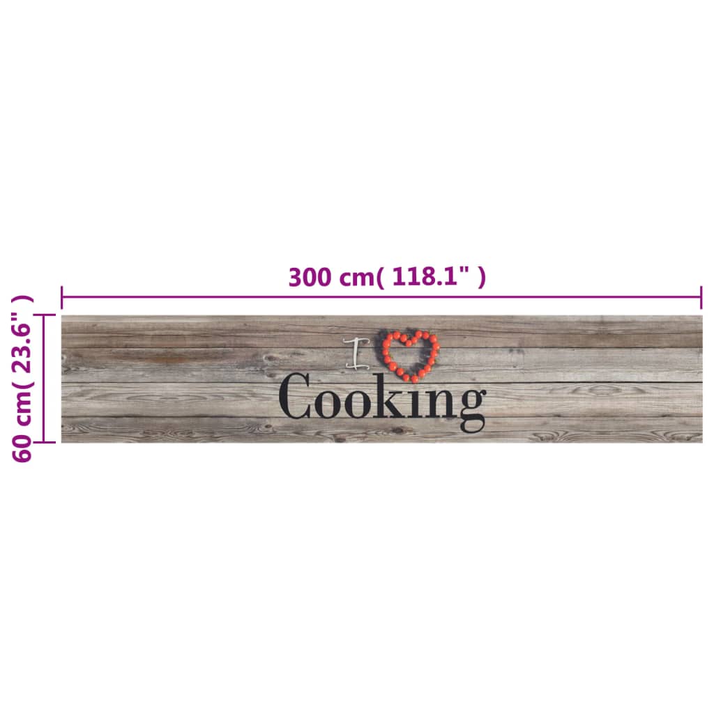 Kitchen Runner Washable Cooking Grey 60x300 cm Velvet