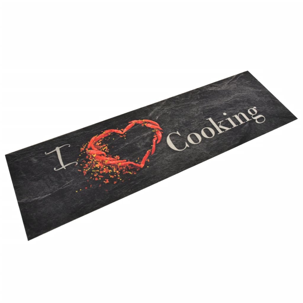 Washable Kitchen Rug Cooking Black 45x150 cm Velvet