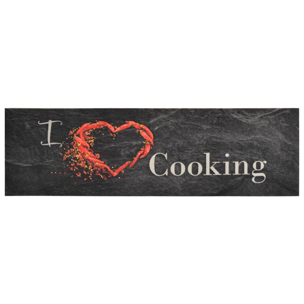 Washable Kitchen Rug Cooking Black 45x150 cm Velvet