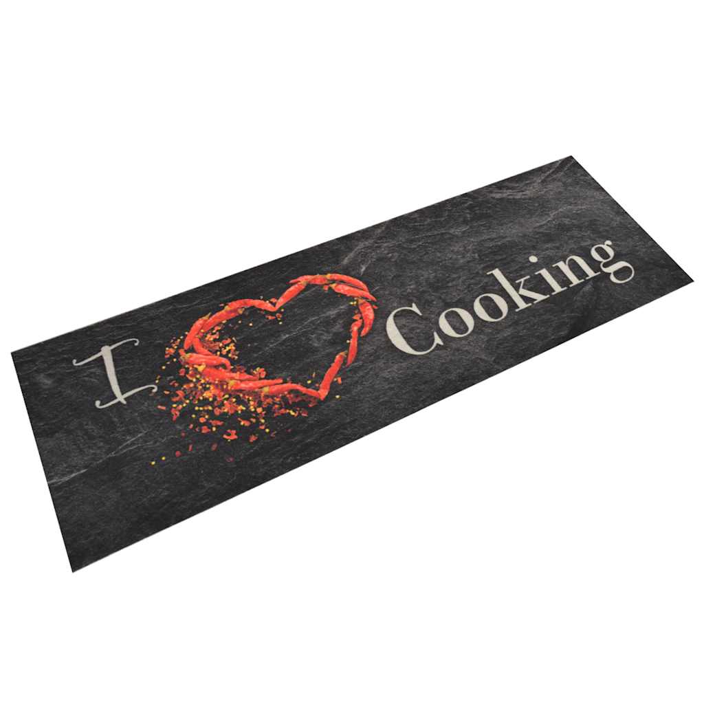Washable Kitchen Rug Cooking Black 60x180 cm Velvet