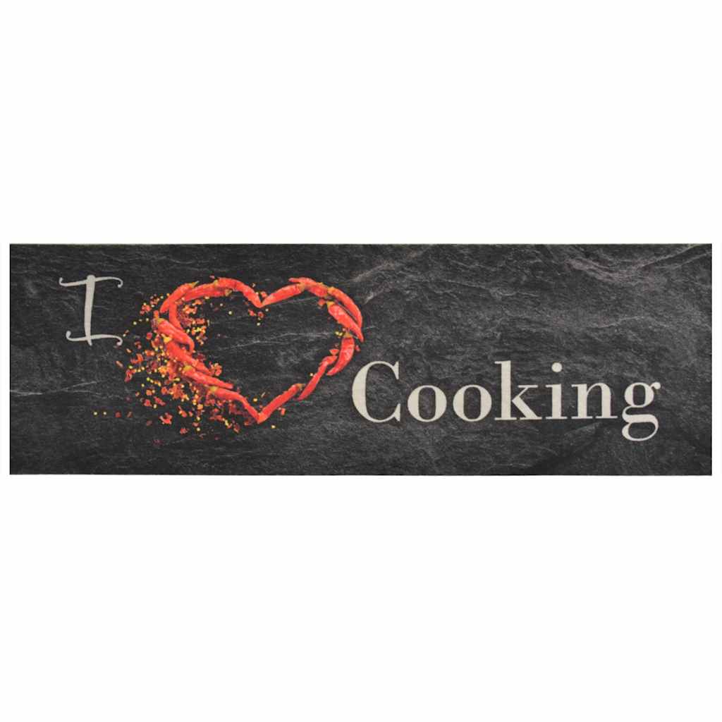 Washable Kitchen Rug Cooking Black 60x180 cm Velvet