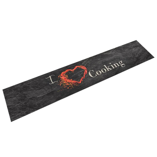 Washable Kitchen Rug Cooking Black 60x300 cm Velvet