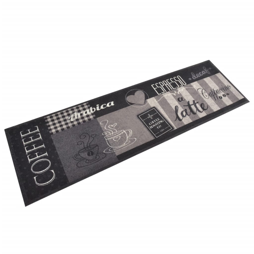 Tapis de cuisine lavable Coffee Noir 45x150 cm Velours