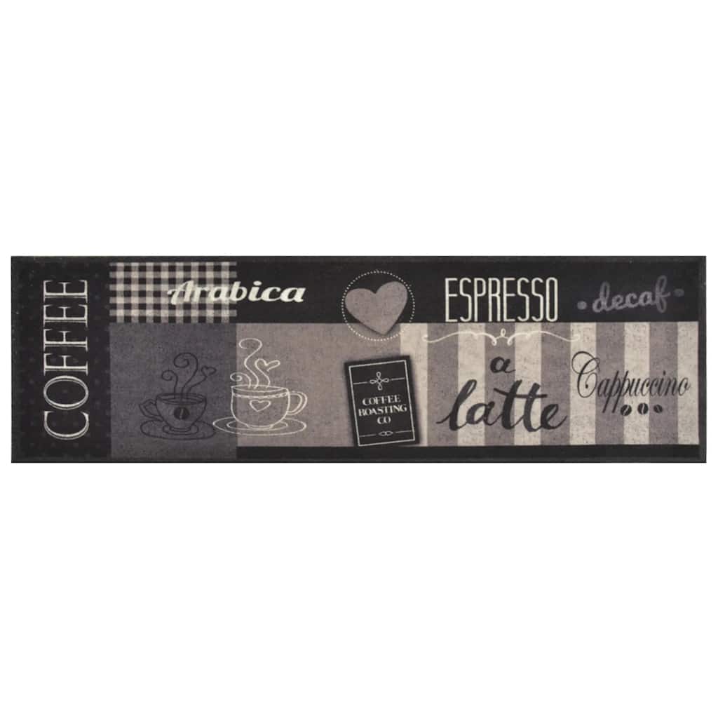 Tapis de cuisine lavable Coffee Noir 45x150 cm Velours